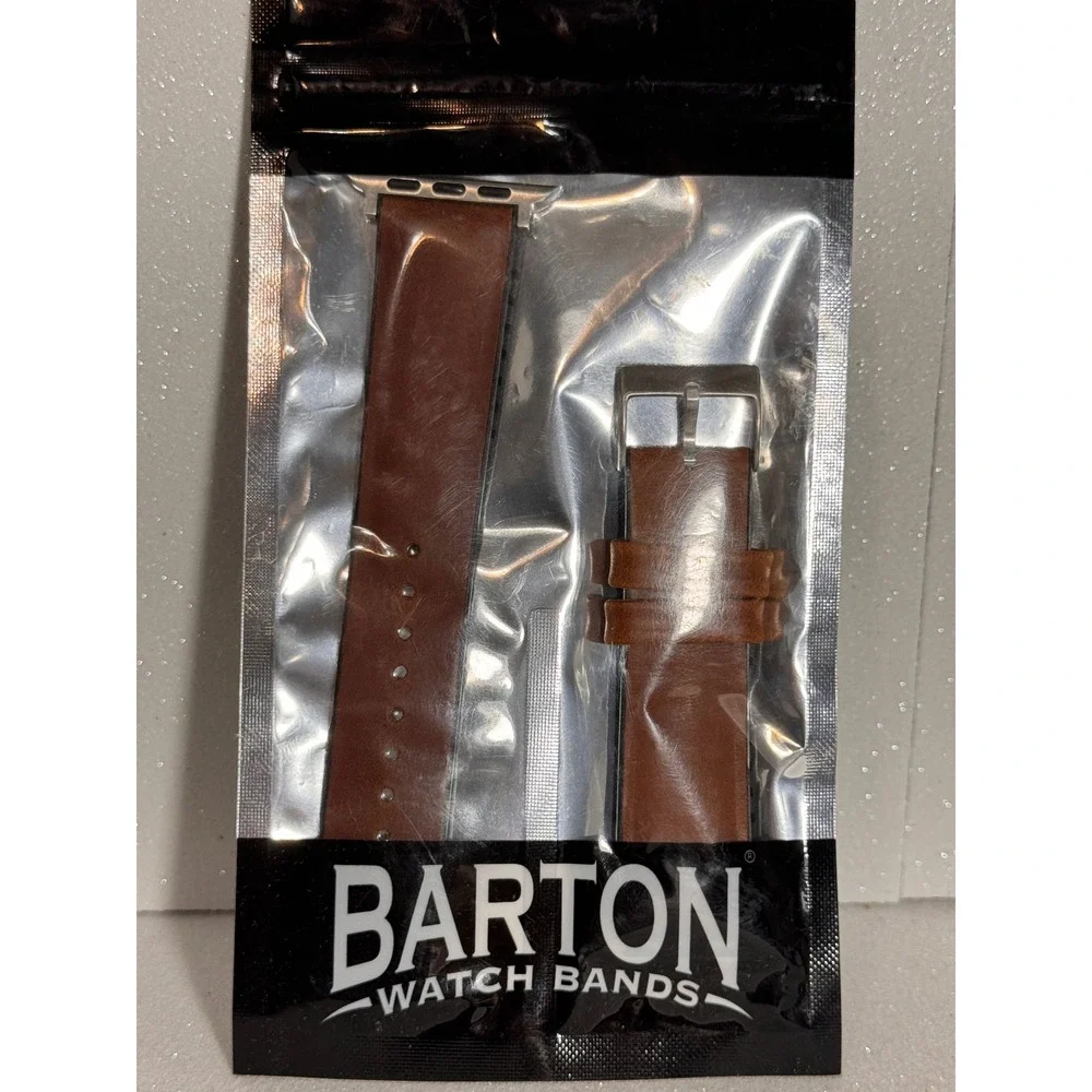 Barton Watch Bands Apple Oak LHQR 42mm Leather Strap for Apple Watch Brown